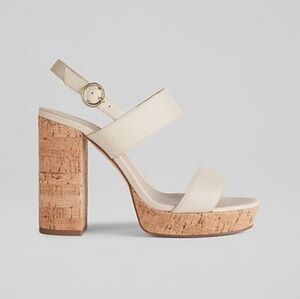 LK Bennett Misty Cream Leather Cork Platform Sandals Size 40